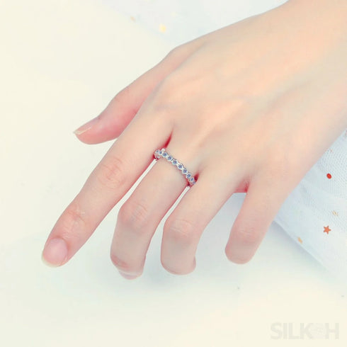 Half and Full Moissanite Diamond Wedding Band Kai - Jewelry